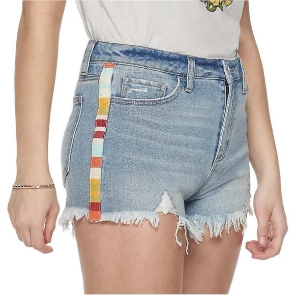 Tinseltown Size 3 Bohemian Style Side Stripe Jean Shorts - Picture 1 of 6